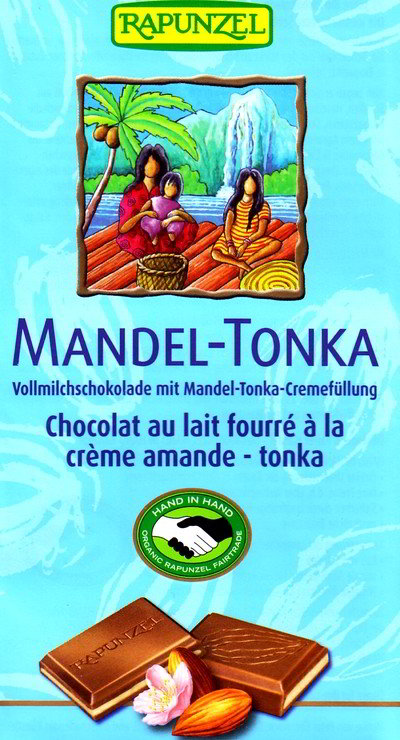 Rapunzel Mandel-Tonka – Vollmilchschokolade mit Mandel-Tonka-Cremefüllung
