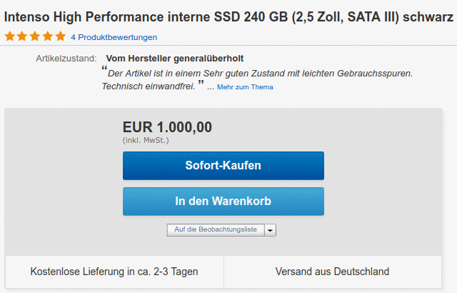 SSD für 1000 Euro