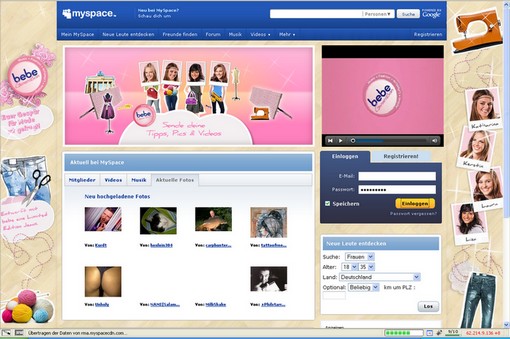Werbung von Bebe auf MySpace